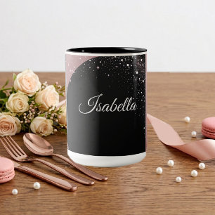 Tasse 2 Couleurs Nuit Parisienne Vintage Rose Poudré Paillettes Lux
