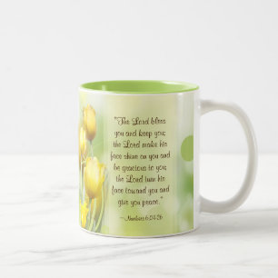 Tasse 2 Couleurs Numéros 6:24-26, Bénédiction du Seigneur, Tulipes 