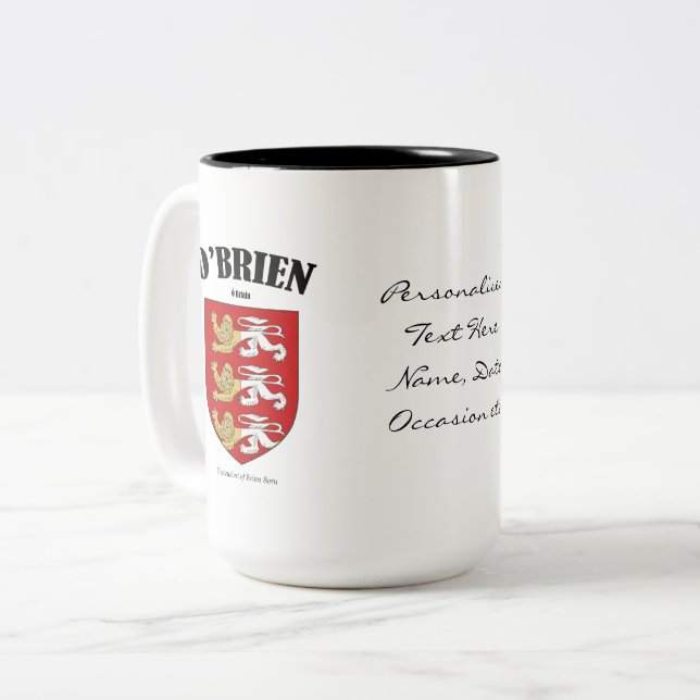 Tasse 2 Couleurs O'Brien Family Crest, Traduction & Signification (Devant gauche)