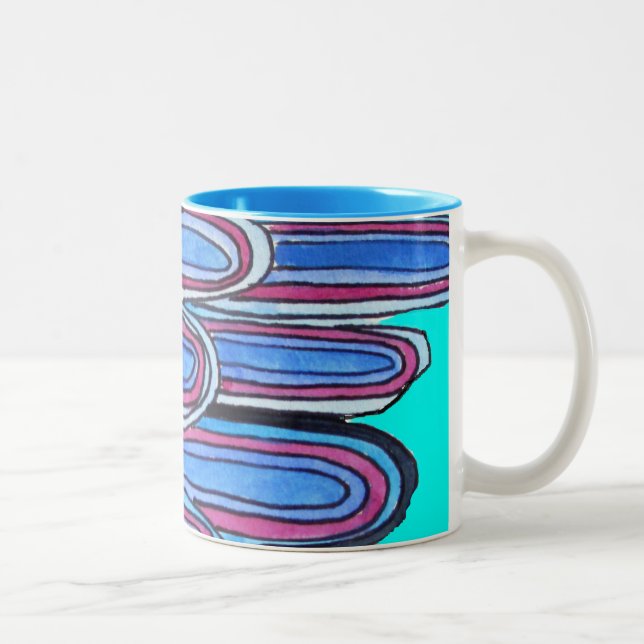 Tasse 2 Couleurs Ocean Waves aqua blue pattern (Droit)