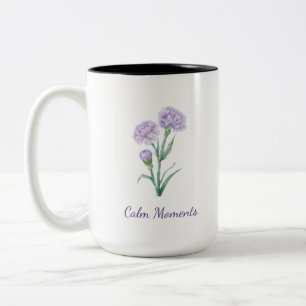 Tasse 2 Couleurs Œillet Lavande Aquarelle Botanique Nom Personnalis