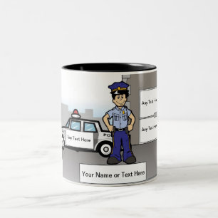 Tasse 2 Couleurs Officier de police personnalisé - Dessin masculin