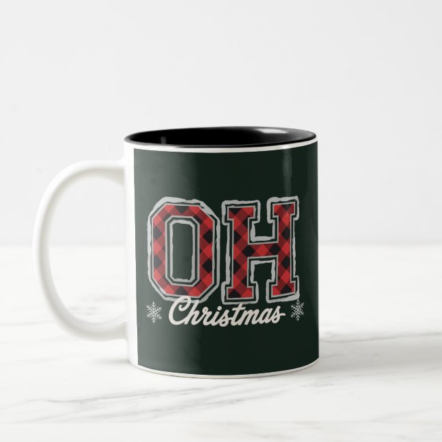 Tasse 2 Couleurs Oh Christmas Holiday Buffalo Plaid Family Party (Gauche)
