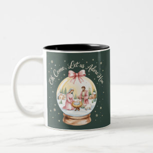 Tasse 2 Couleurs Oh Venez Adorons-Lui Jésus Xmas Rose Coquette 