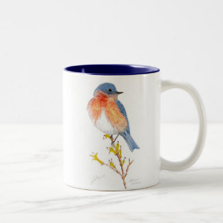 Tasse 2 Couleurs oiseau bleu oriental, oiseau bleu oriental