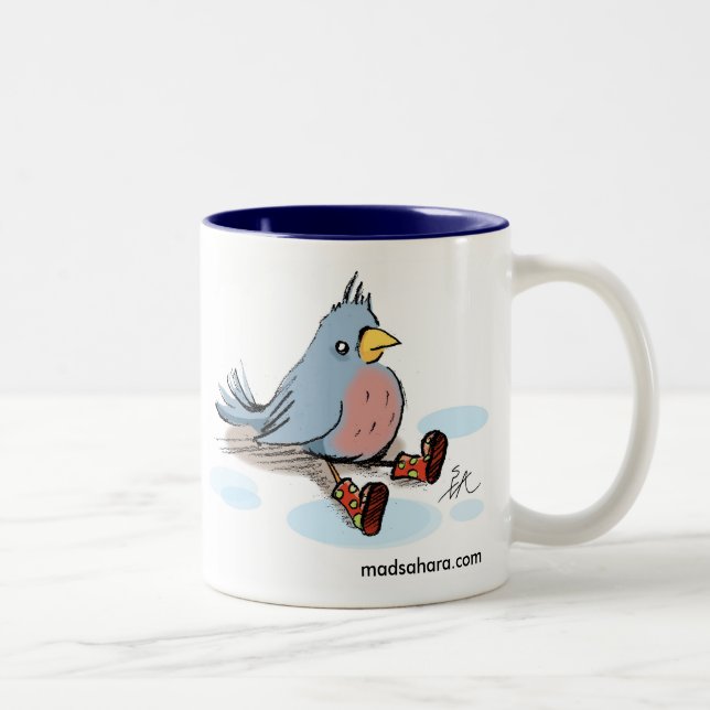 Tasse 2 Couleurs Oiseau dans les bottes (Droit)