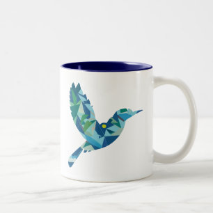 Tasse 2 Couleurs Oiseau de couleur géométrique