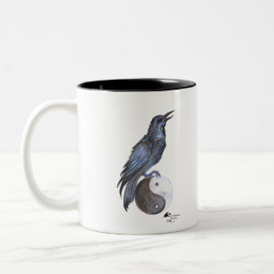 Tasse 2 Couleurs oiseau de noir de yang de yin de corneille de
