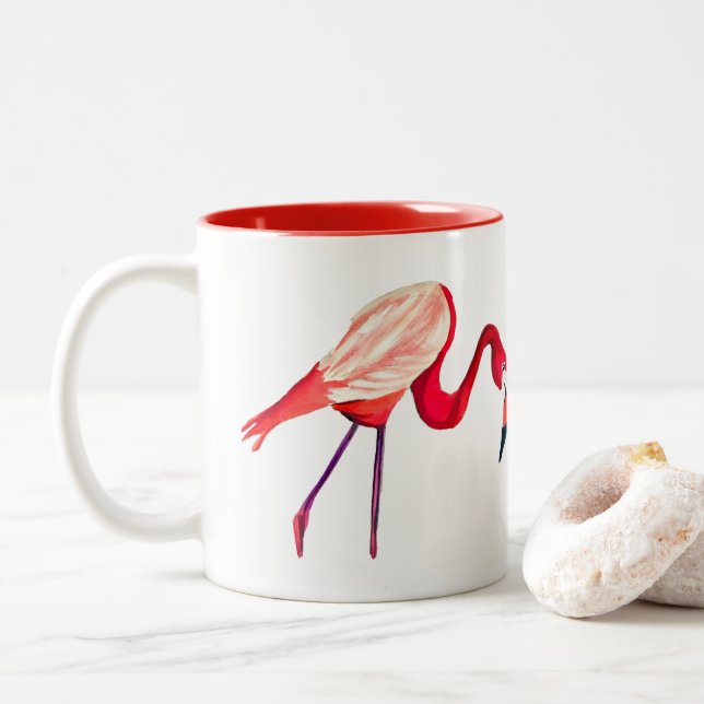 Tasse 2 Couleurs Oiseau d'oranger flamand (Avec donut)
