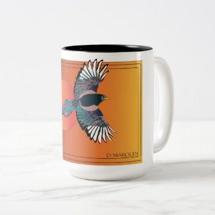 TASSE 2 COULEURS  OISEAU EN COMBAT