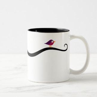 Tasse 2 Couleurs Oiseau roosting sur la fléole des prés