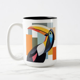 Tasse 2 Couleurs Oiseau Toucan aux couleurs géométriques