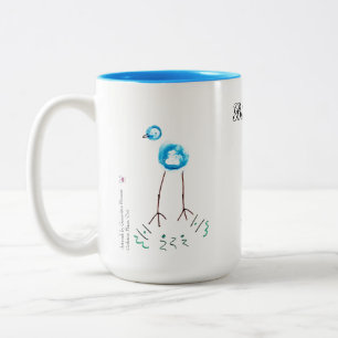 Tasse 2 Couleurs Oiseaux bleus - lunatiques - illustration