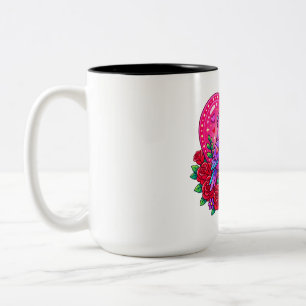 Tasse 2 Couleurs Oiseaux d'amour Kawaii Cœur Floral
