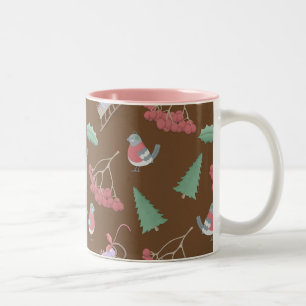 Tasse 2 Couleurs Oiseaux de Noël et traîneau
