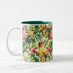 Tasse 2 Couleurs Oiseaux et Papillons Tropical