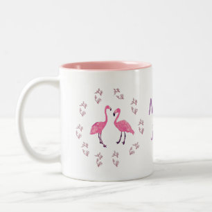 Tasse 2 Couleurs Oiseaux Flamants roses roses