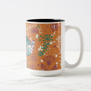 Tasse 2 Couleurs Oiseaux floraux lunaires