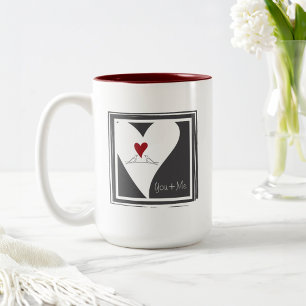 Tasse 2 Couleurs Oiseaux modernes simples personnalisés en amour Co