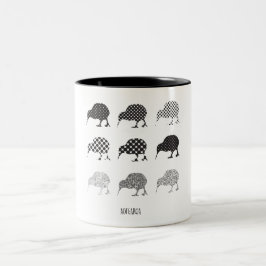 Tasse 2 Couleurs Oiseaux noirs et par blanc modelés de kiwi