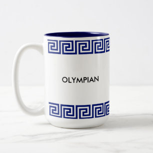 Tasse 2 Couleurs Olympien grec bleu et blanc à motif géométrique