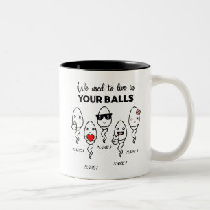 Tasse 2 Couleurs On Vivait Dans Les Boules, Nom Personnalisé Papa