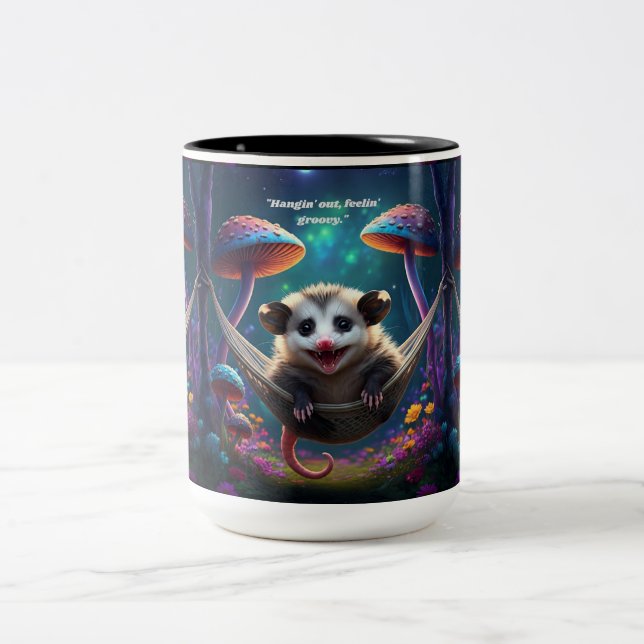 Tasse 2 Couleurs Opossum psychédélique personnalisé Hippie (Centre)