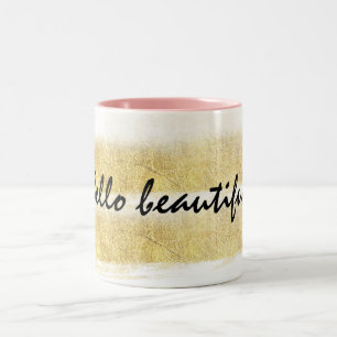 Tasse 2 Couleurs Or et rayures roses