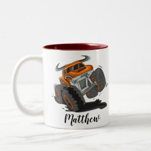 Tasse 2 Couleurs Orange Black Boys' Monster Nom du camion Personnal