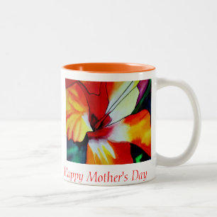 Tasse 2 Couleurs Orange Hibiscus fleur tropicale L'art de la fête d