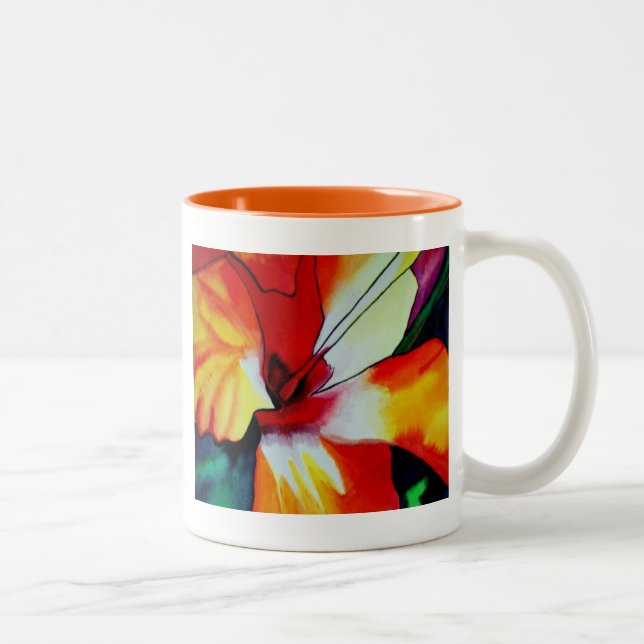 Tasse 2 Couleurs Orange Hibiscus fleurs tropicales aquarelle art (Droit)