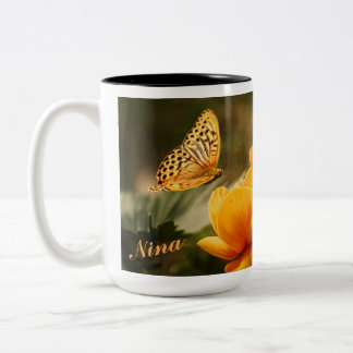 Tasse 2 Couleurs OrangeButterfly, fleurs oranges