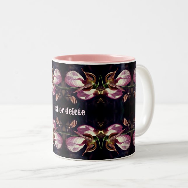 Tasse 2 Couleurs Orchidée à chlipper rose Abstraite personnalisée (Devant droit)