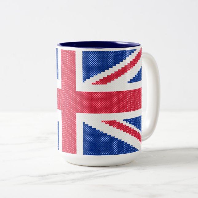 Tasse 2 Couleurs Original cross-stitch design Union Jack (Devant droit)