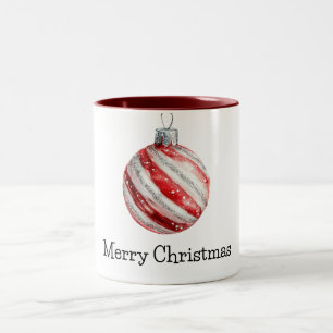 Tasse 2 Couleurs Ornement de Noël de menthe rouge
