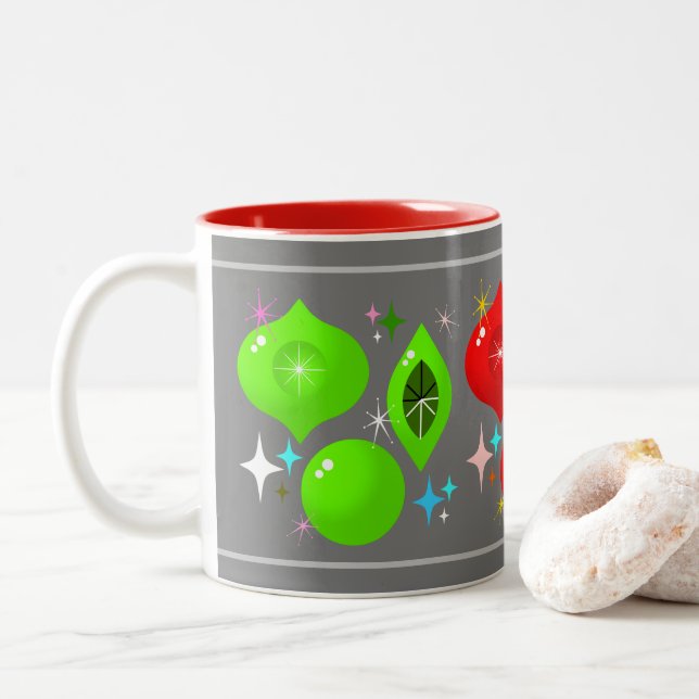 Tasse 2 Couleurs Ornements rétro (Avec donut)