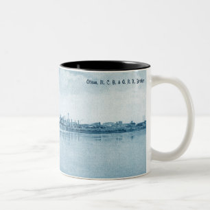 Tasse 2 Couleurs Ottawa Illinois C.B. & Q R.R. Bridge vers 1900