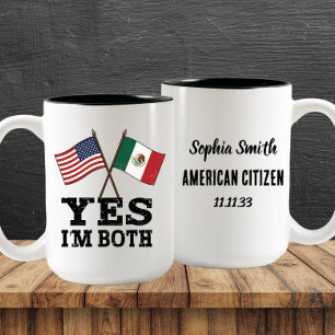 Tasse 2 Couleurs Oui, je suis les deux - US Mexique Pride Custom
