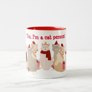 Tasse 2 Couleurs Oui, je suis une personne de chat - Design de Noël