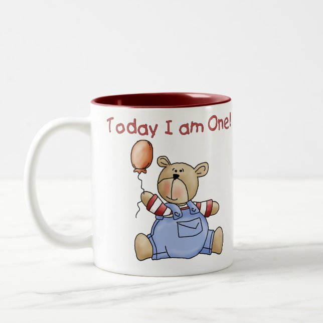 Tasse 2 Couleurs Ours aujourd'hui j'ai un ans (Gauche)