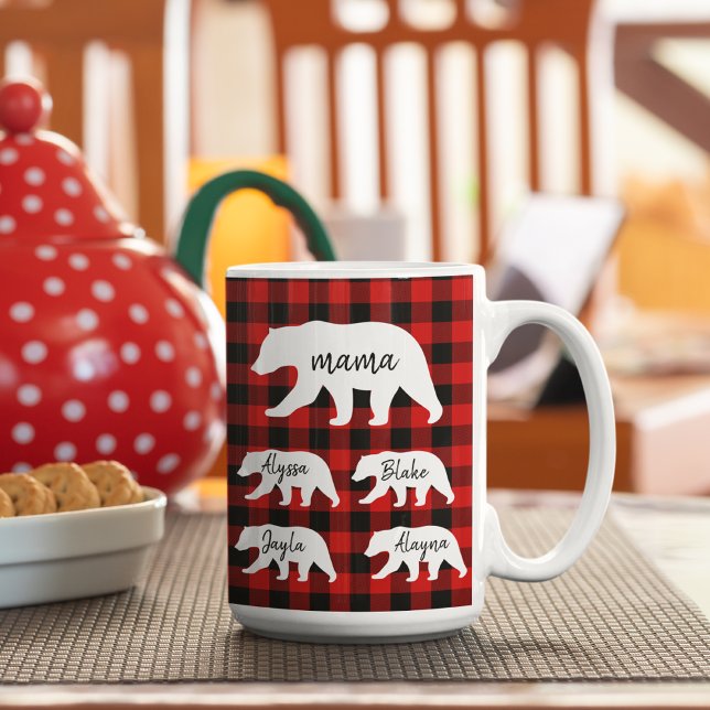 Tasse 2 Couleurs Ours De Mama Blanc Et Rouge Moderne (Créateur téléchargé)