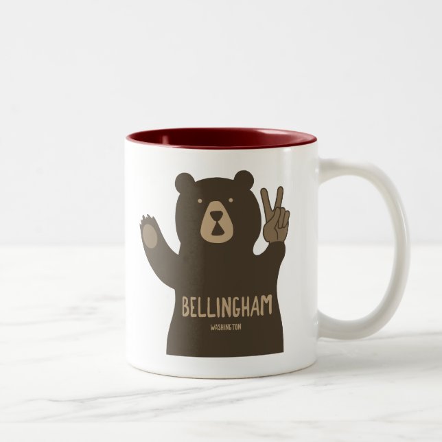 Tasse 2 Couleurs Ours de paix de Bellingham Washington (Droit)
