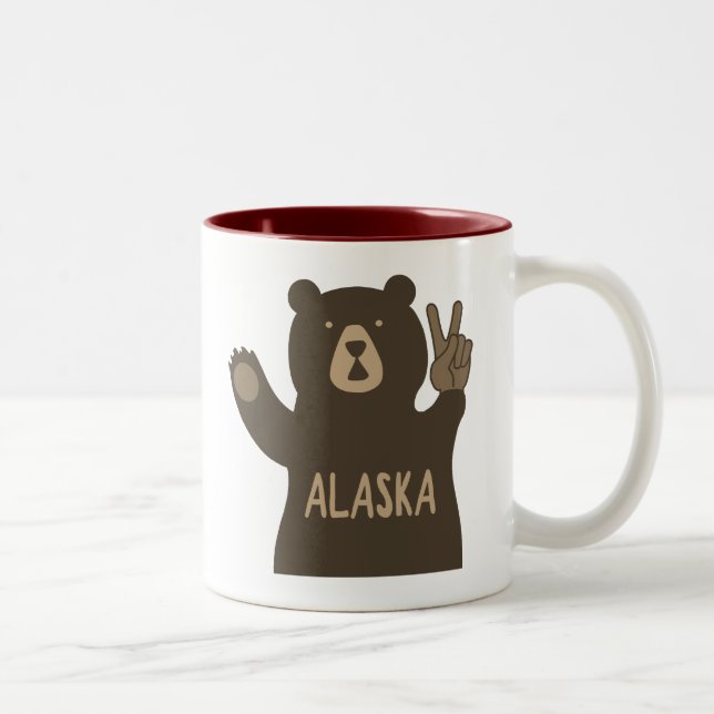 Tasse 2 Couleurs Ours de paix de l'Alaska (Droit)