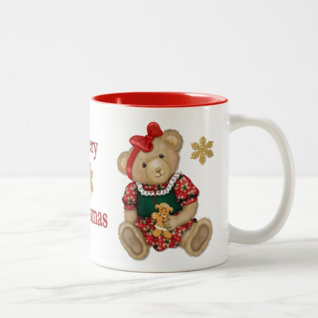 Tasse 2 Couleurs Ours en peluche de Noël - Fille (Droit)
