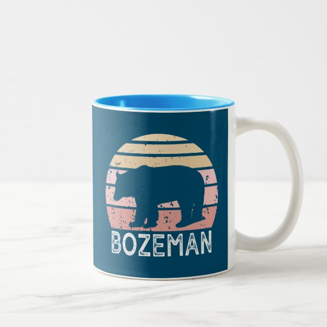 Tasse 2 Couleurs Ours rétro Bozeman Montana (Droit)