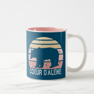 Tasse 2 Couleurs Ours rétro Coeur d'Alene Idaho