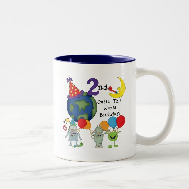 Tasse 2 Couleurs Outta This World 2nd Birthday Tshirts (Droit)