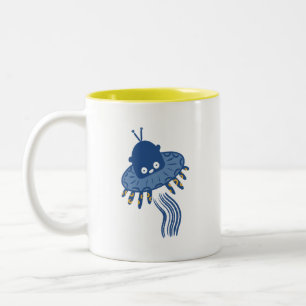 Tasse 2 Couleurs OVNI octopique bleu Kawaii