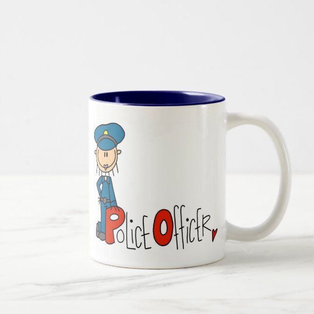 Tasse 2 Couleurs P est pour le policier (Droit)
