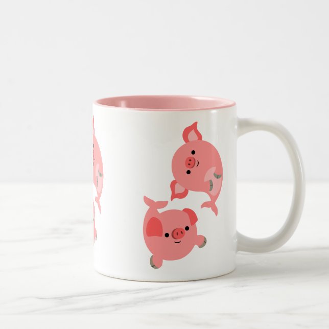 Tasse 2 Couleurs Paire mignonne de cochons de carbone (Droit)